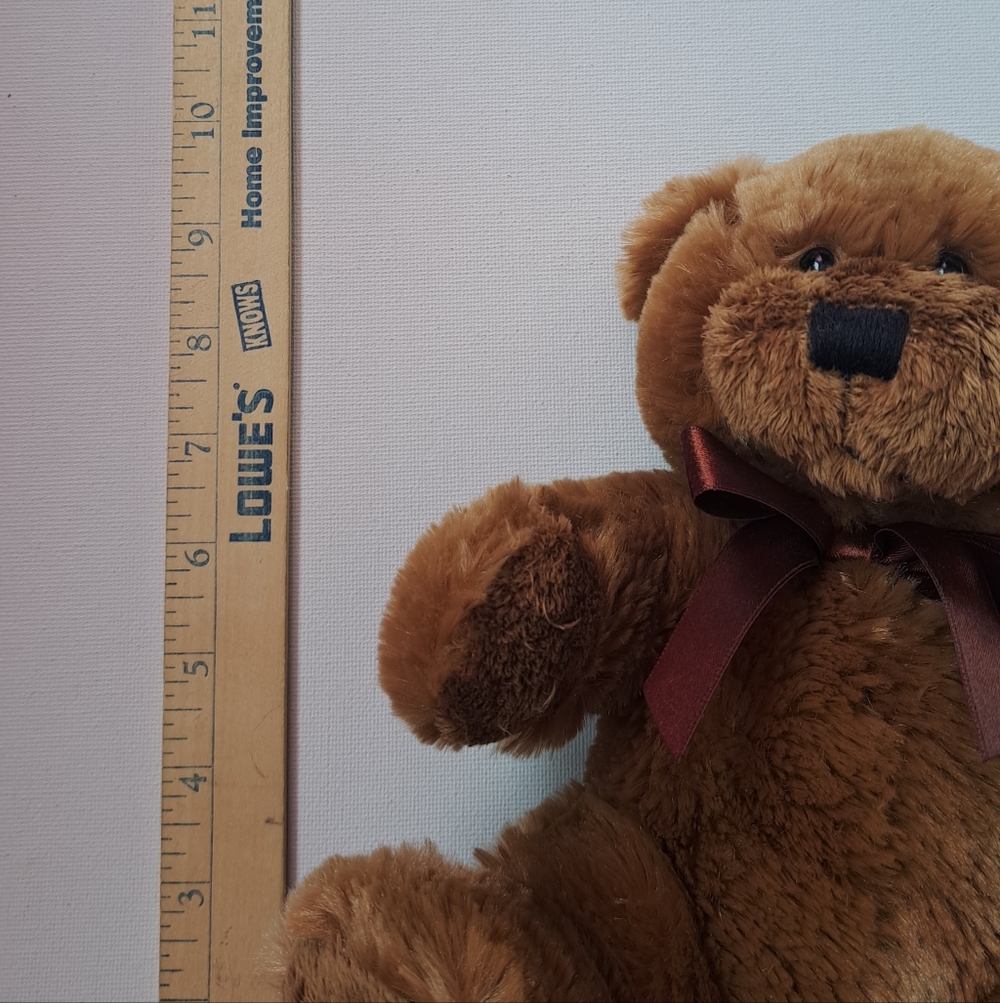 Napco Vintage Cozy Brown Stuffed Bear with Burgundy Ribbon - Picture 4 of 8